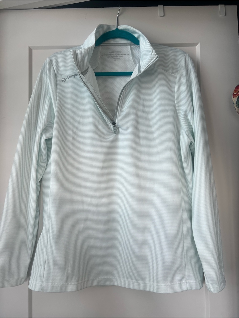 Vineyard Vines light green striped performance polo half zip medium